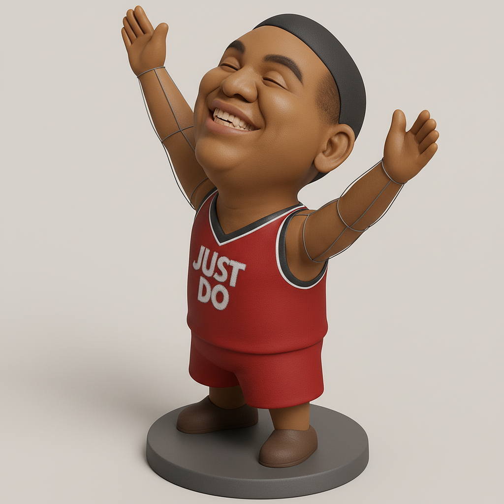 face anatomy 3d model-create 3d face model from photo_Smiling 'Just Do' Bobblehead for Your Desk