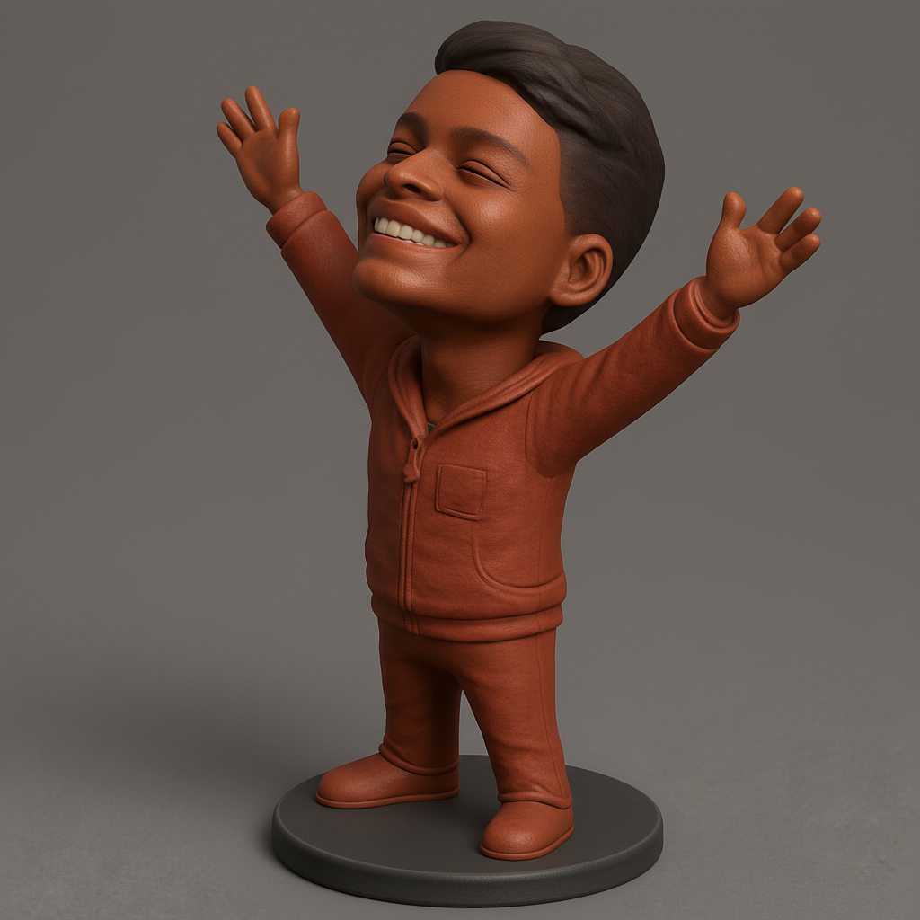 face to 3d model ai-3D portrait printing from photo_Spread Joy: Happy Boy Figurine - Perfect Desk Pal