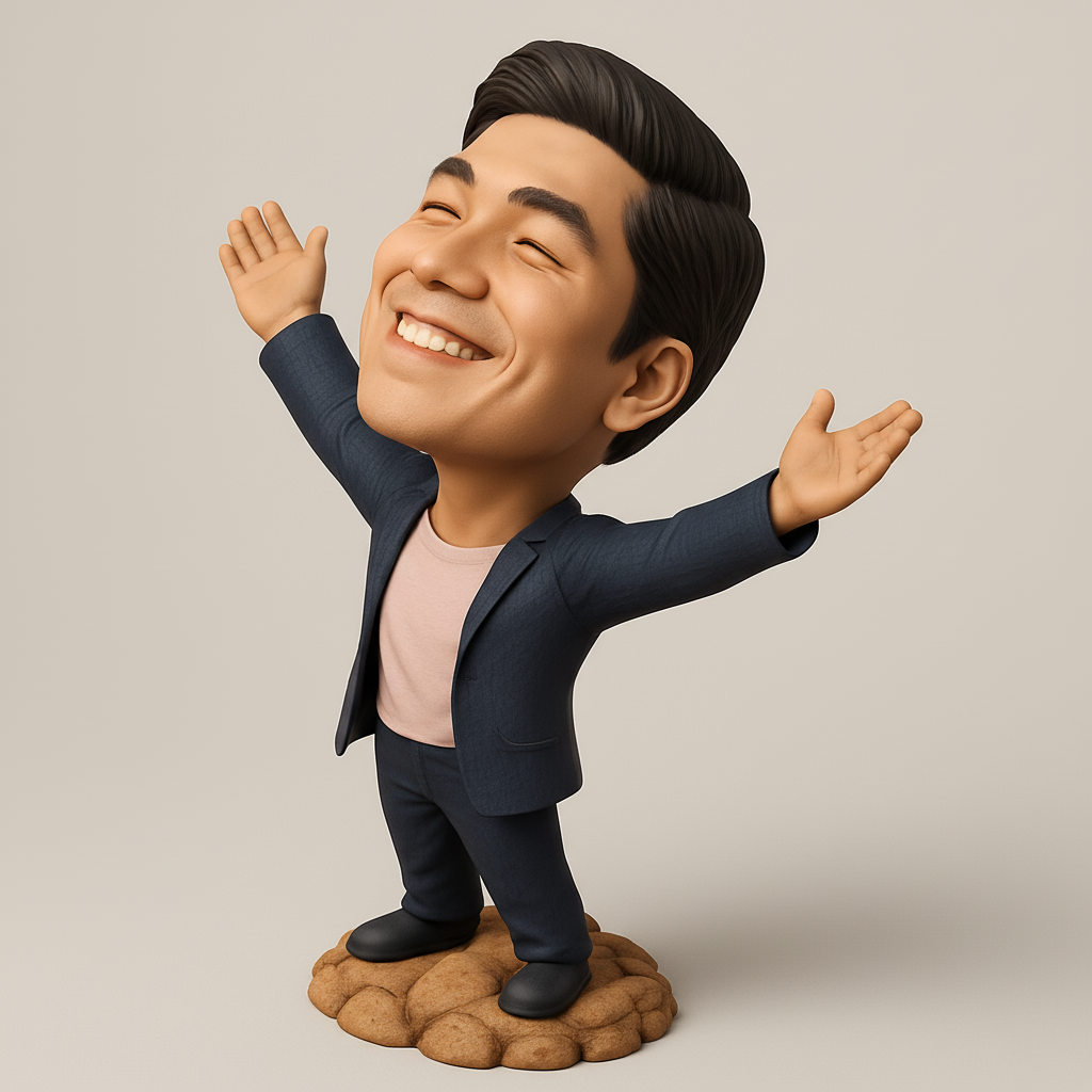 face to 3d model ai-3D portrait printing from photo_Joyful Success Bobblehead Figurine