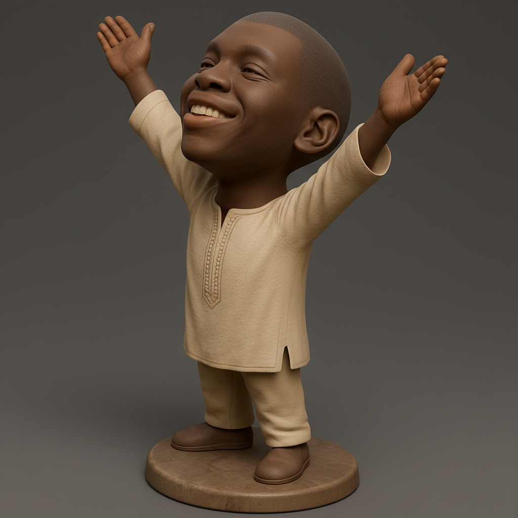 silhouette 3d printer maker-3d portrait printing_Joyful African Child Figurine - Spread Happiness!