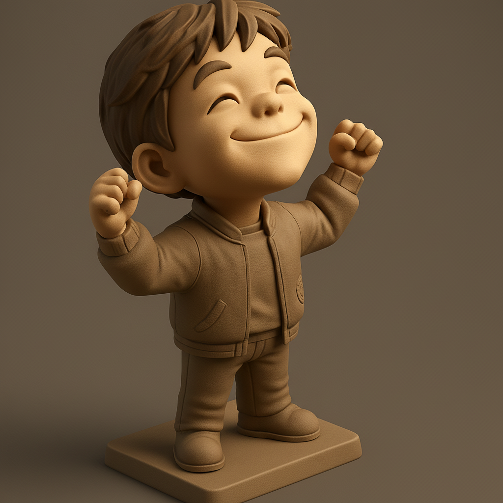 silhouette 3d printer maker-3d portrait printing_Victory Pose Boy: Inspire & Motivate