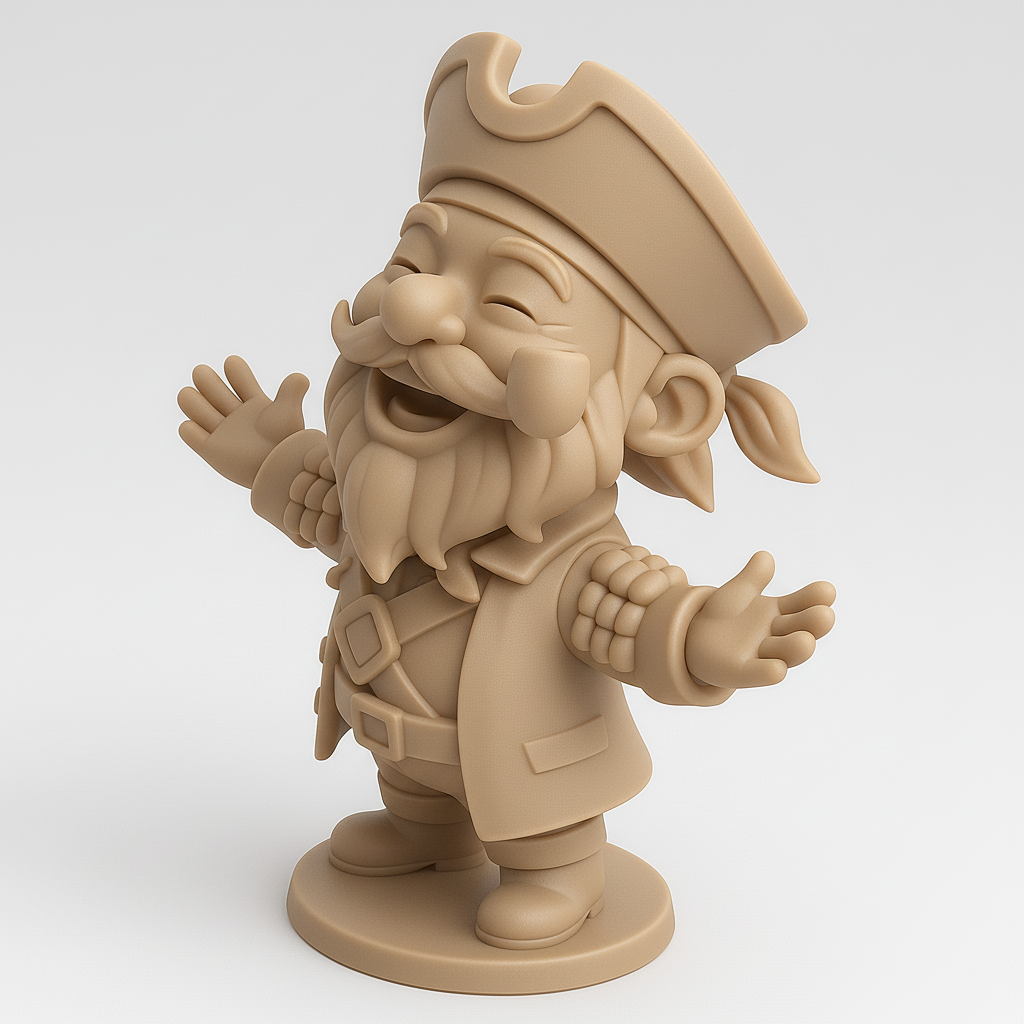 silhouette 3d printer maker-3d portrait printing_Cheerful Pirate Captain Figurine