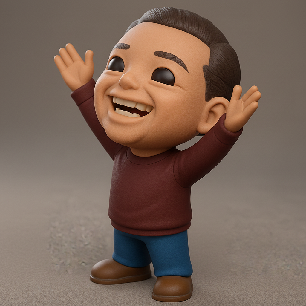 face anatomy 3d model-create 3d face model from photo_Joyful Figure with Open Arms - Spread Happiness!