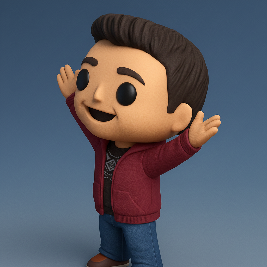 face anatomy 3d model-create 3d face model from photo_Smiling Funko-Style Collectible Figurine