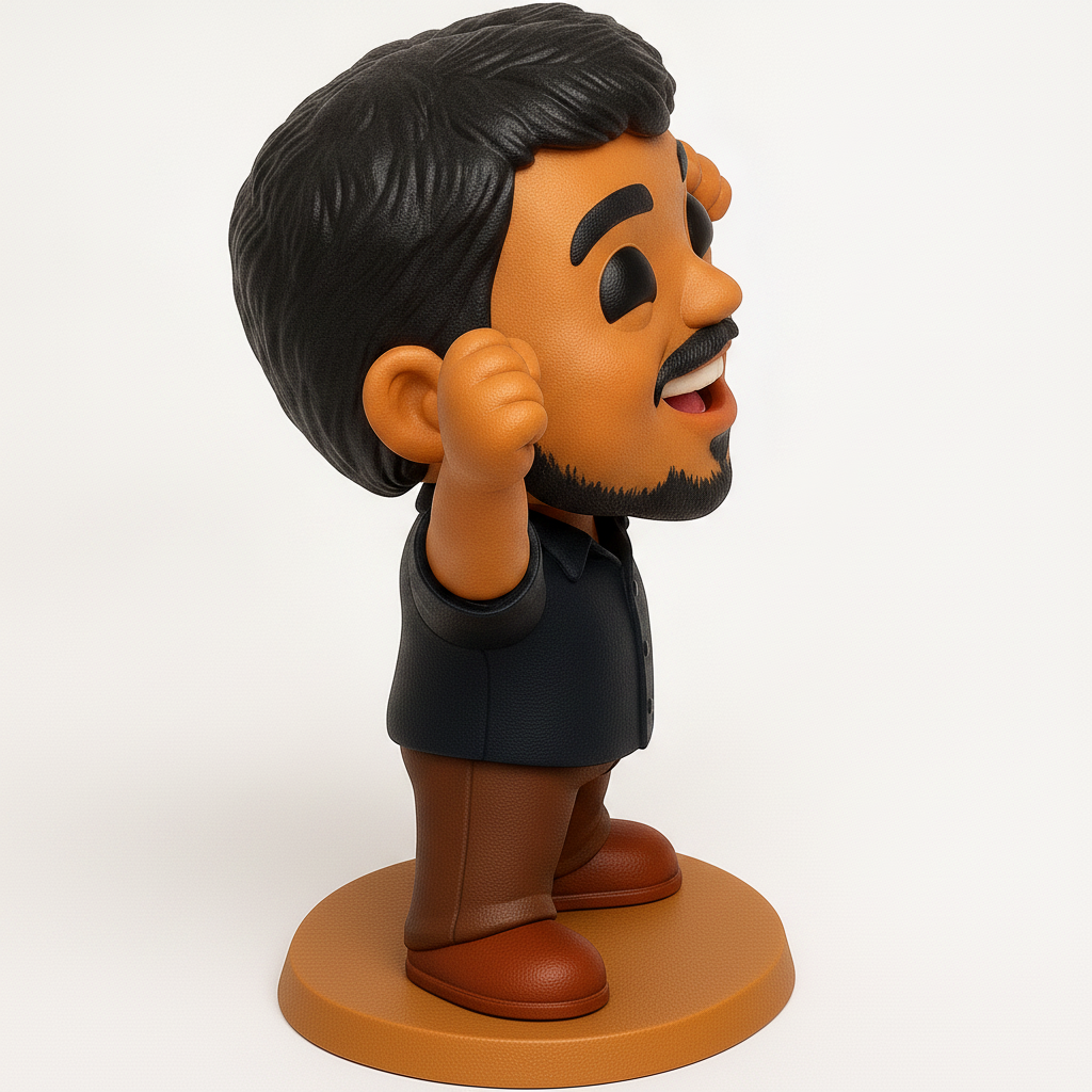 face to 3d model ai-3D portrait printing from photo_Celebrate Success: Enthusiastic Chibi Figurine