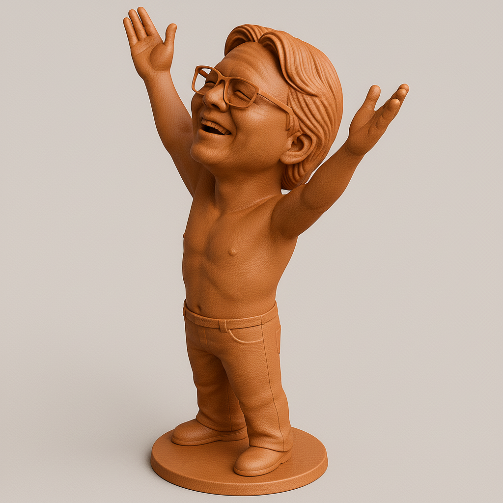 silhouette 3d printer maker-3d portrait printing_Joyful Figurine with Outstretched Arms