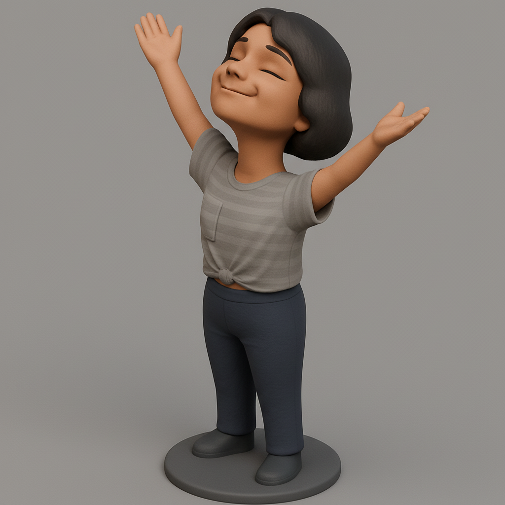 face anatomy 3d model-create 3d face model from photo_Joyful Character with Open Arms