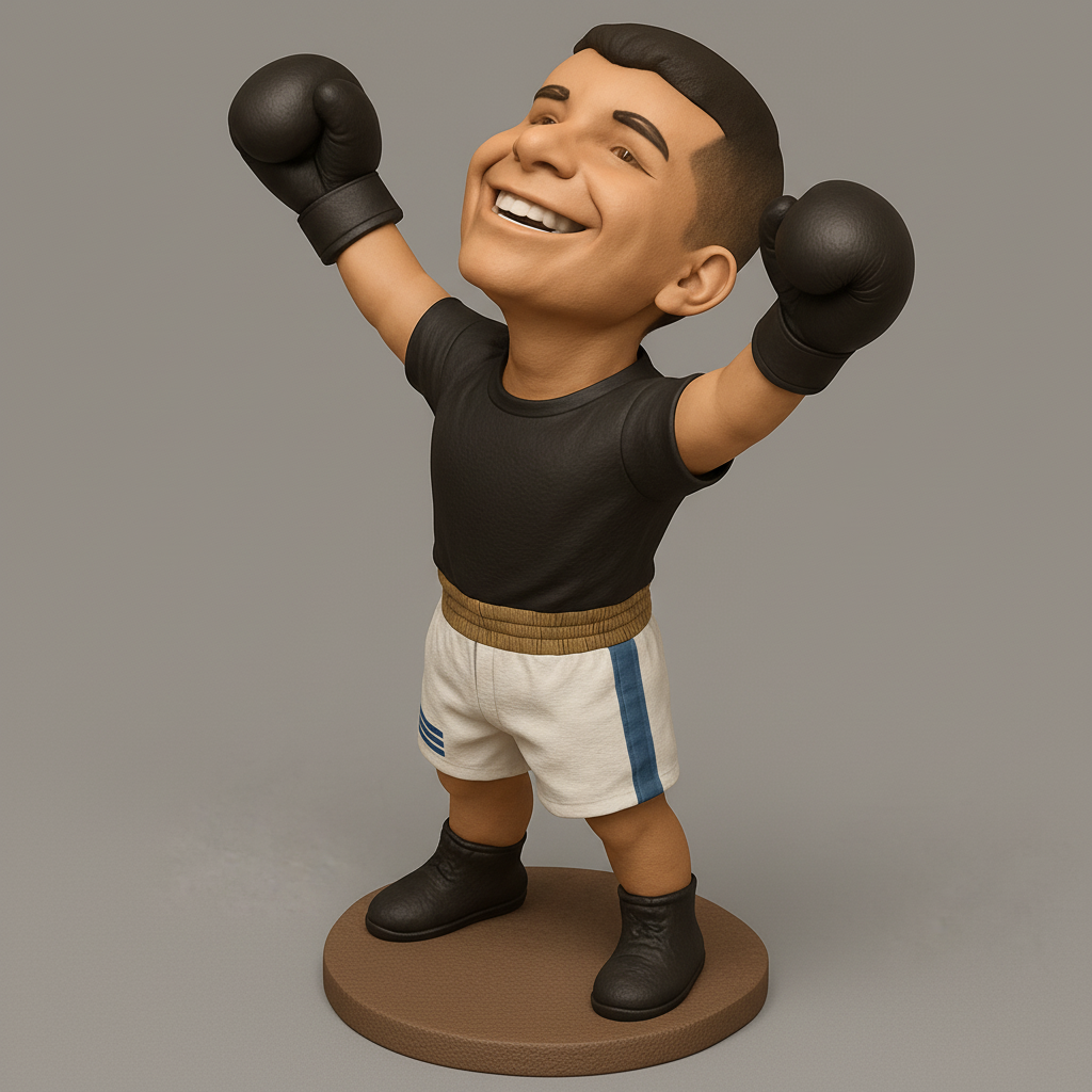 face anatomy 3d model-create 3d face model from photo_Triumphant Boxer: Victory Pose Collectible Figurine