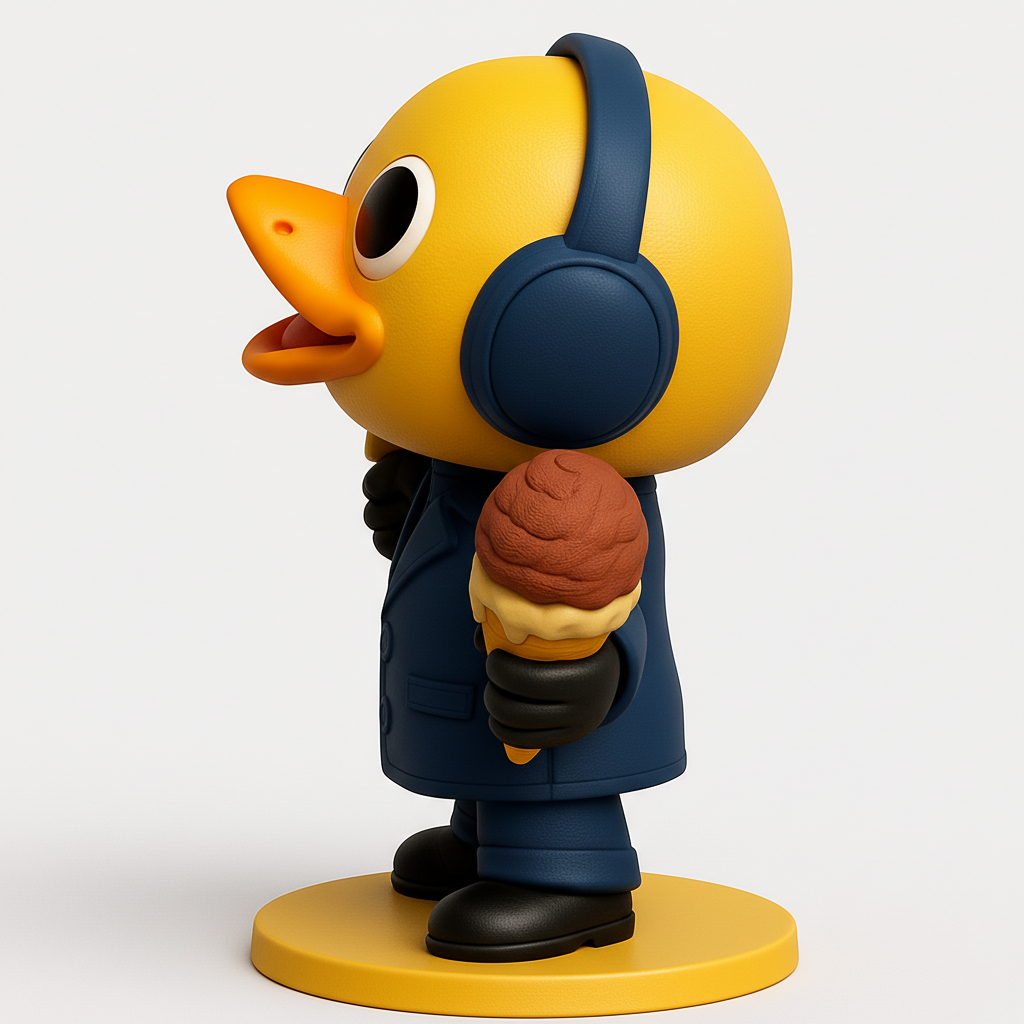 face to 3d model ai-3D portrait printing from photo_Q-Duck Delight: Coin & Ice Cream Desk Companion