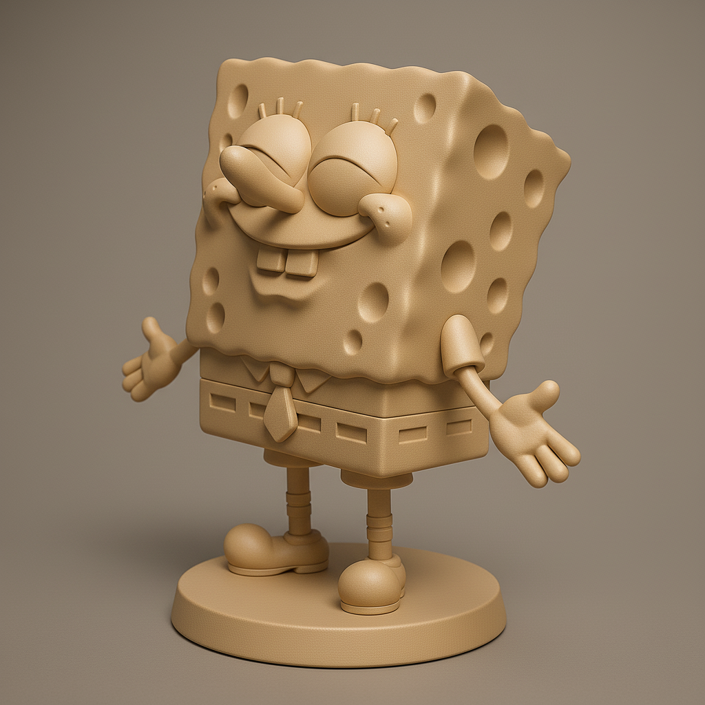 silhouette 3d printer maker-3d portrait printing_Cheerful SpongeBob SquarePants Figurine