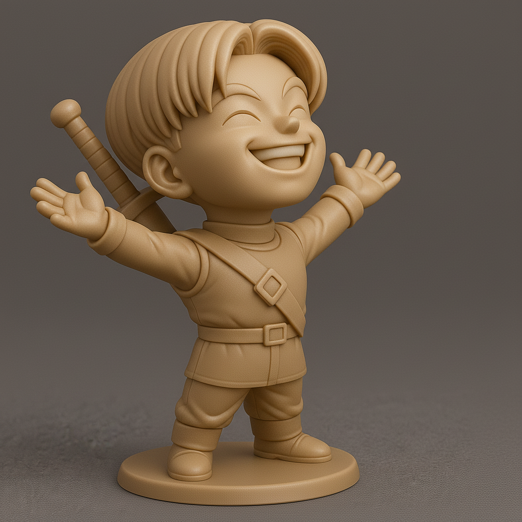 silhouette 3d printer maker-3d portrait printing_Joyful Warrior Kid 3D Model