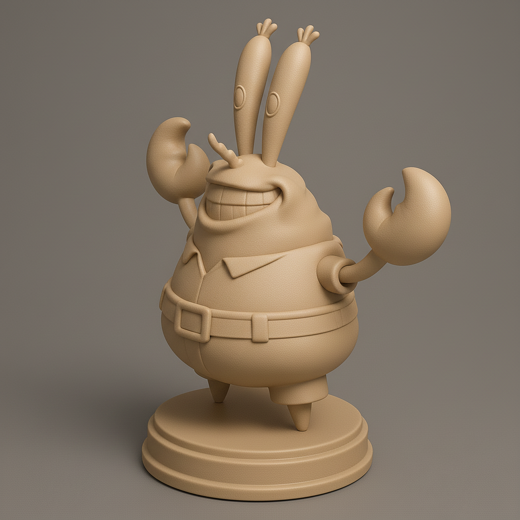 silhouette 3d printer maker-3d portrait printing_Cheerful Cartoon Crab Figure