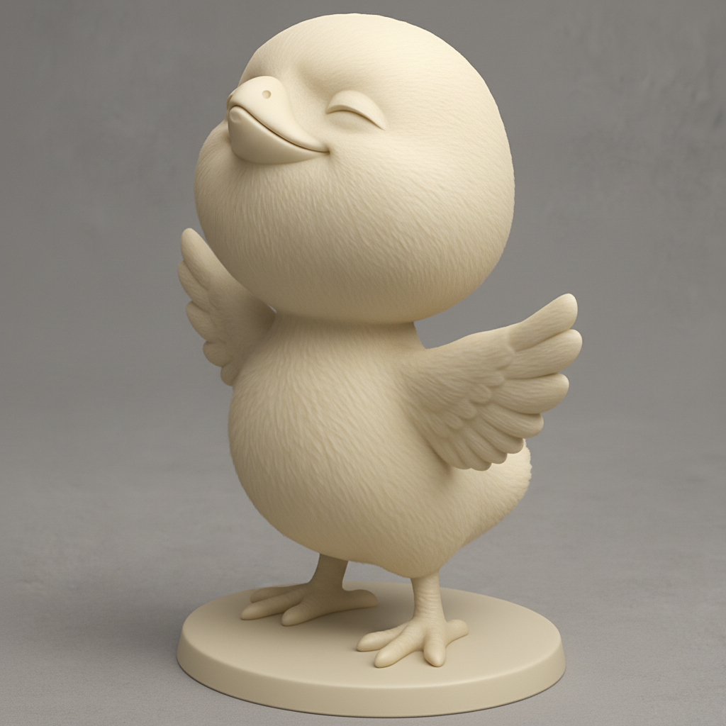 face anatomy 3d model-create 3d face model from photo_Adorable Happy Chick Figurine - Spread Joy!