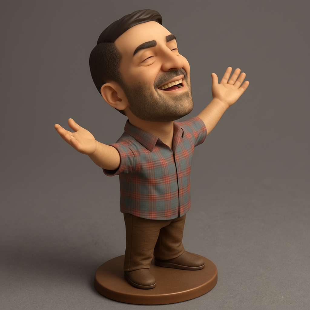 face to 3d model ai-3D portrait printing from photo_Uplifting 'Pure Joy' Bobblehead Collectible