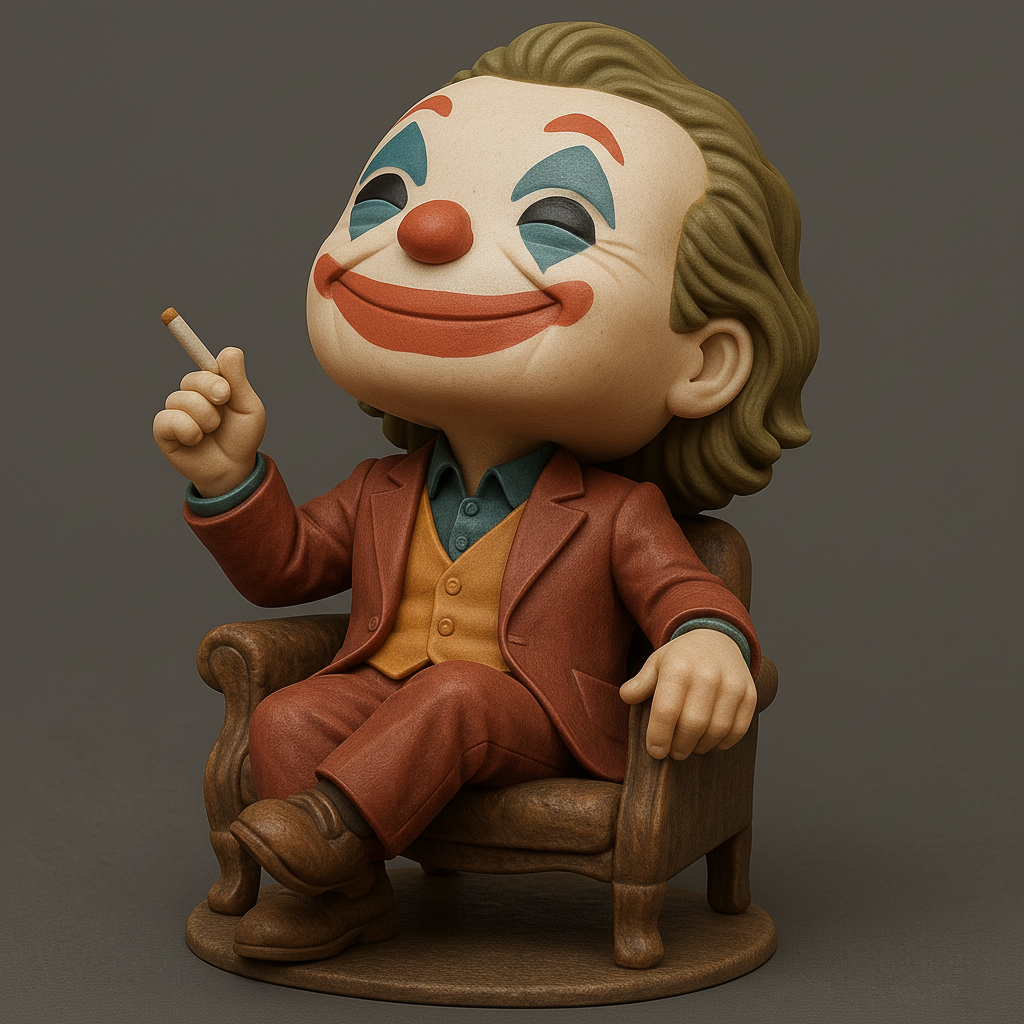 face to 3d model ai-3D portrait printing from photo_Whimsical Joker's Iconic Grin - Fun Chibi Desk Pal