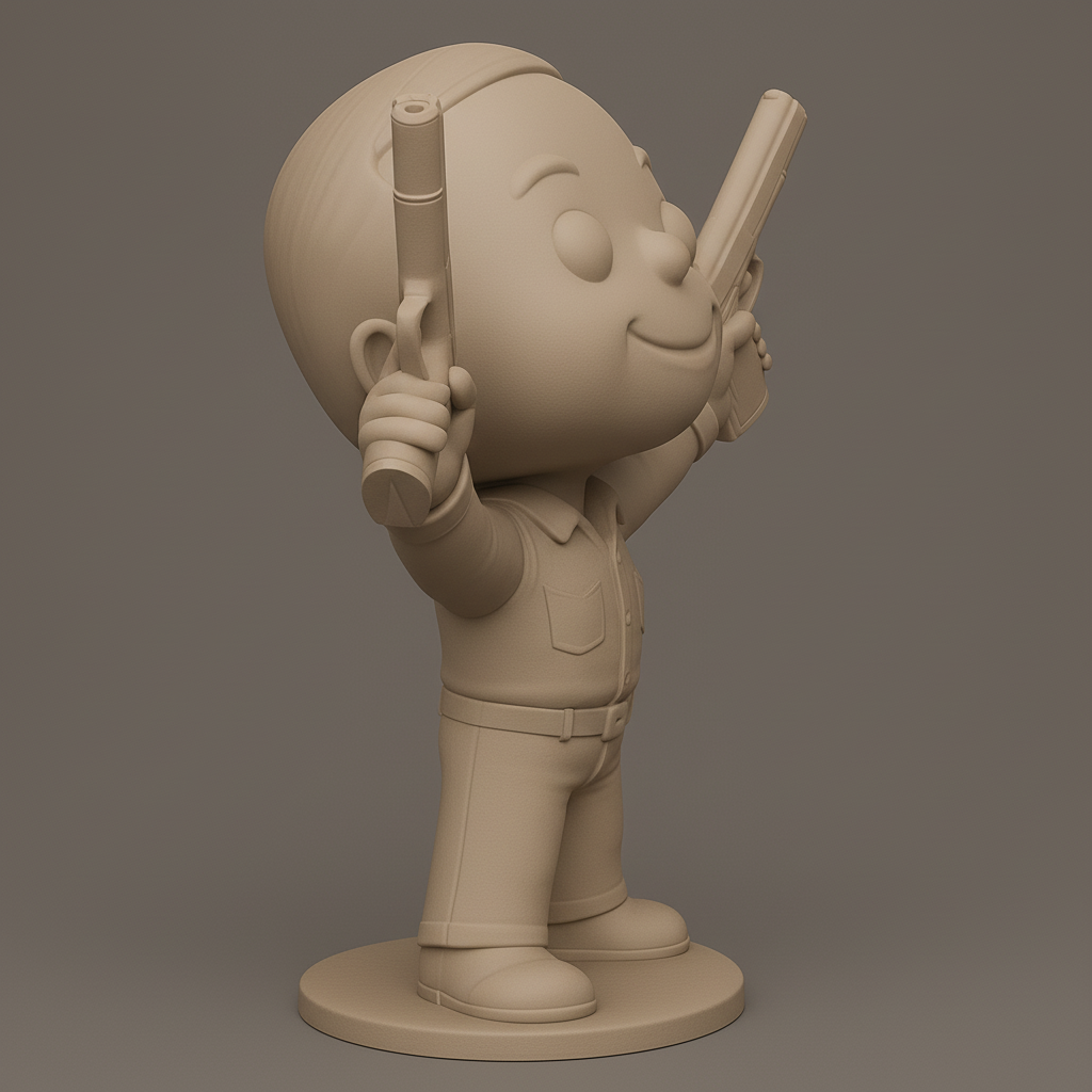 face to 3d model ai-3D portrait printing from photo_Gear Up: Dynamic Dual-Wielding Display Figure