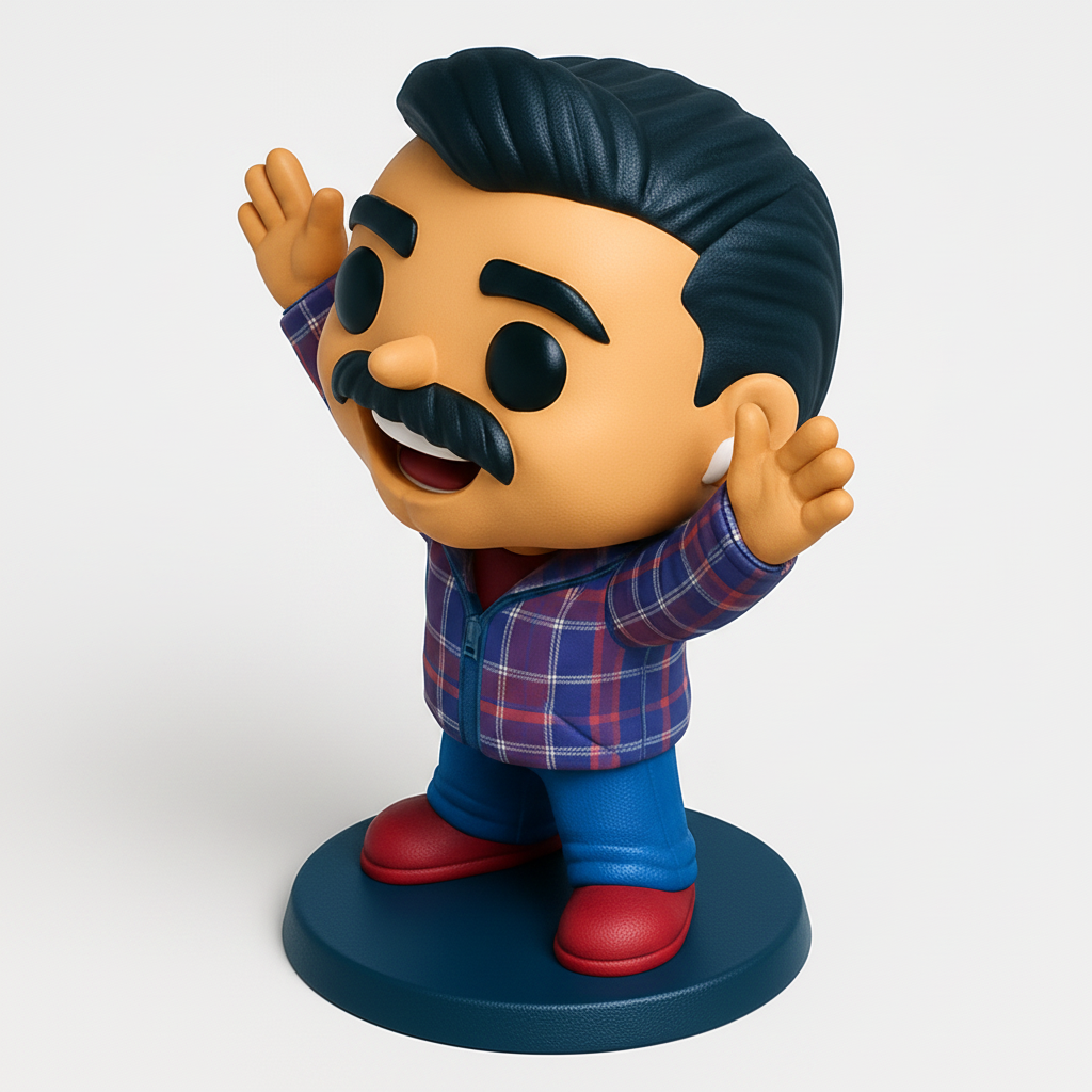 face to 3d model ai-3D portrait printing from photo_Stylized Moustachioed Fan Figure - Desk Buddy