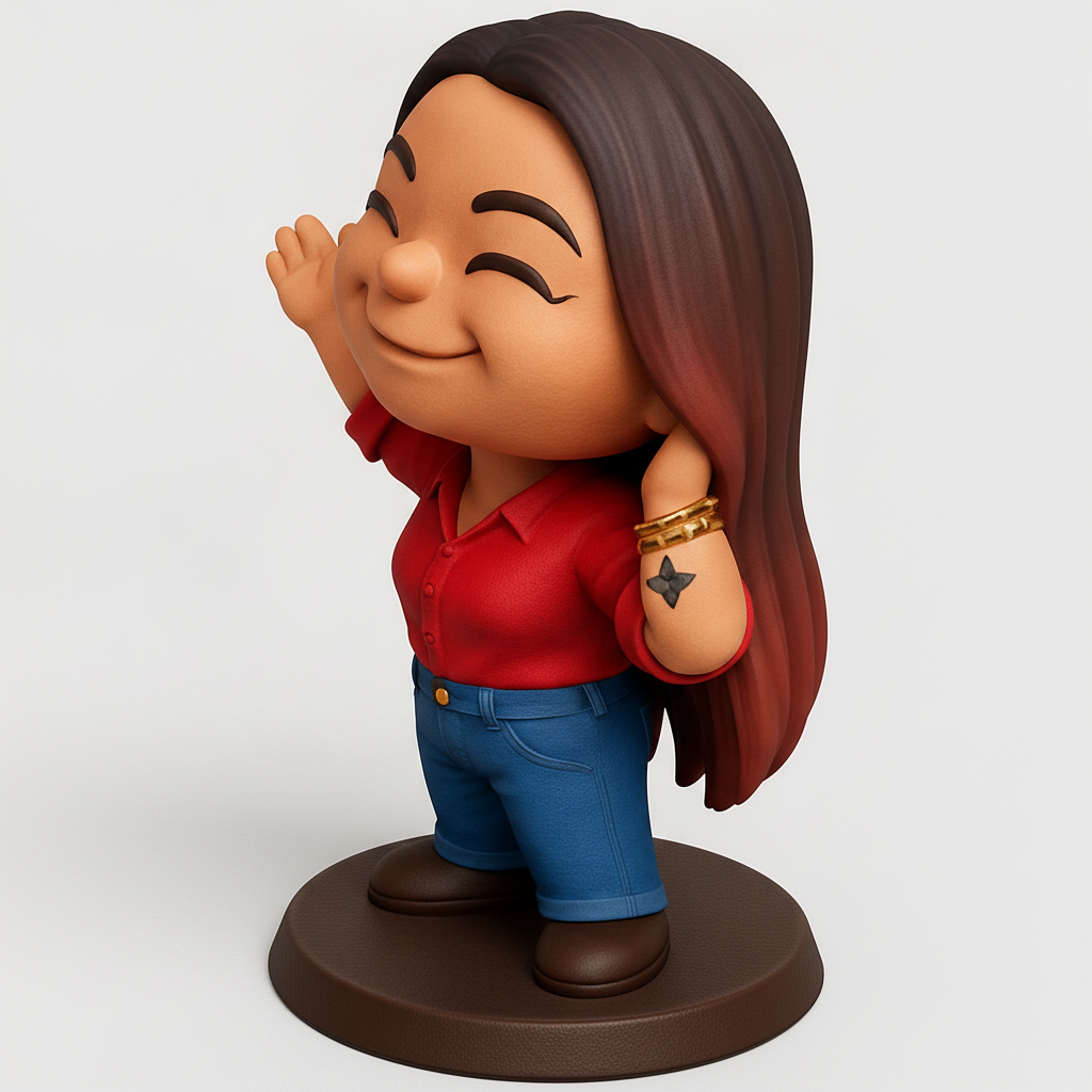 face anatomy 3d model-create 3d face model from photo_Cheerful Waving Girl Figurine - Your Happy Desk Pal