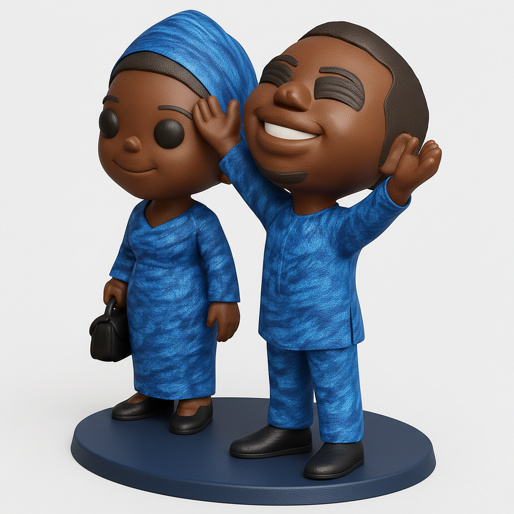 face anatomy 3d model-create 3d face model from photo_Joyful African Couple Figurines