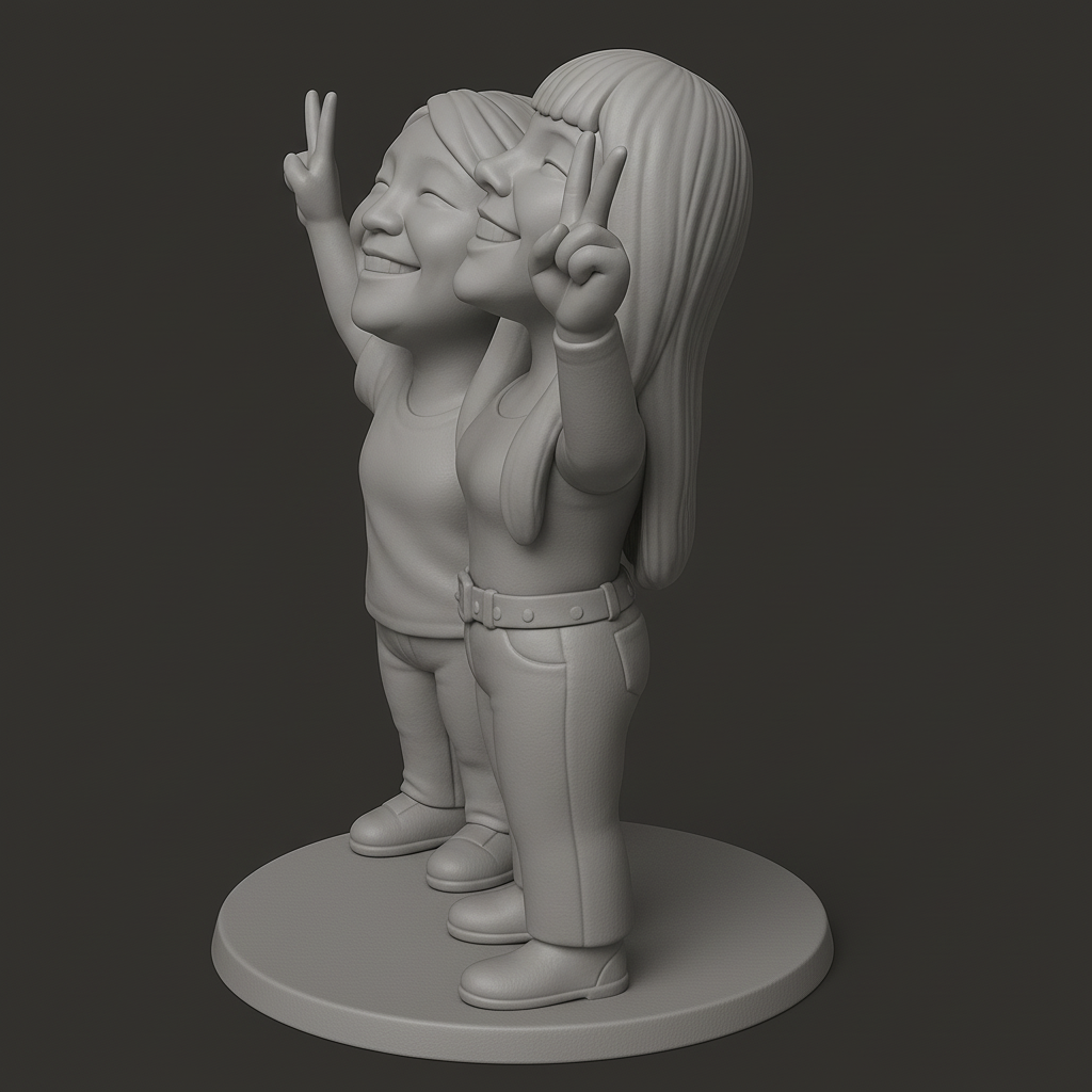 face anatomy 3d model-create 3d face model from photo_Joyful Friends Figurine for 3D Printing