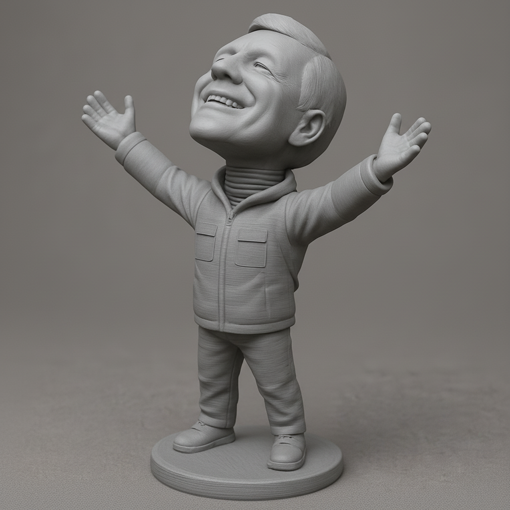 face anatomy 3d model-create 3d face model from photo_Embrace Joy: Happy Man Bobblehead Figurine