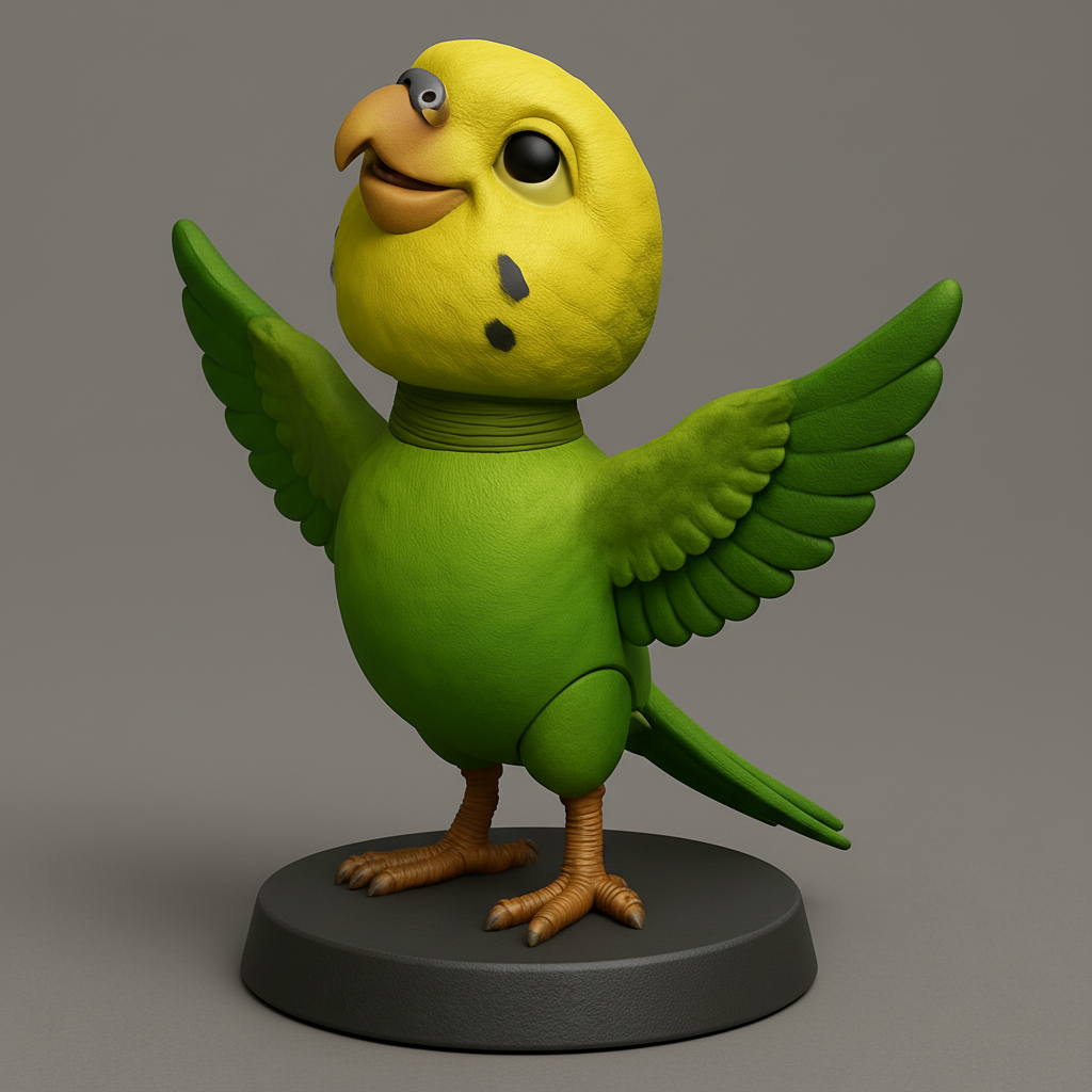 face to 3d model ai-3D portrait printing from photo_Spread Joy: Adorable Budgie Companion 3D Print