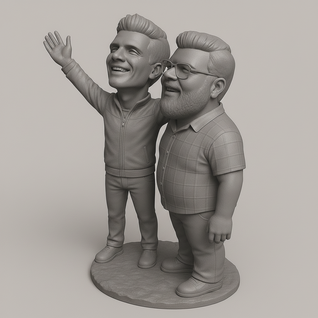 silhouette 3d printer maker-3d portrait printing_Cheerful Duo Figurine: Perfect for Any Collector!
