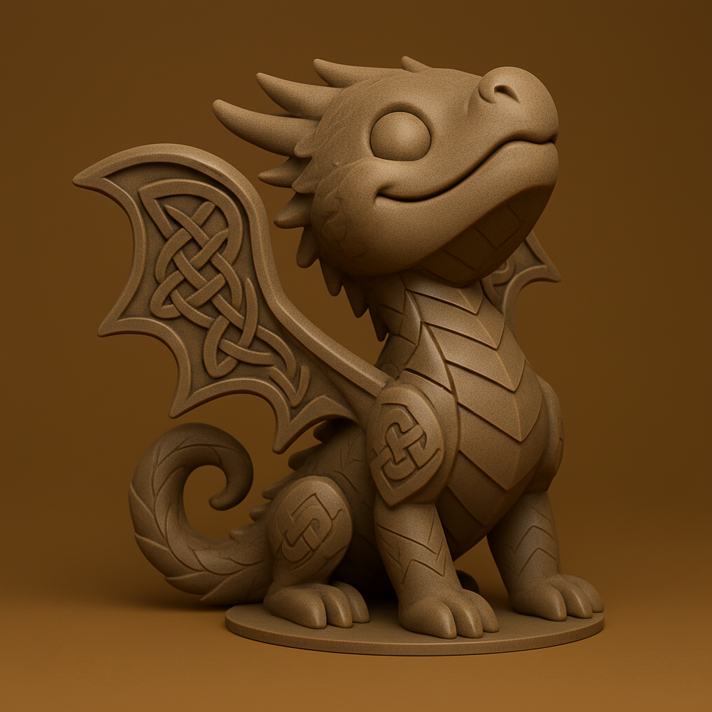 face to 3d model ai-3D portrait printing from photo_Adorable Celtic Dragon Statue - Whimsical & Easy to Print!