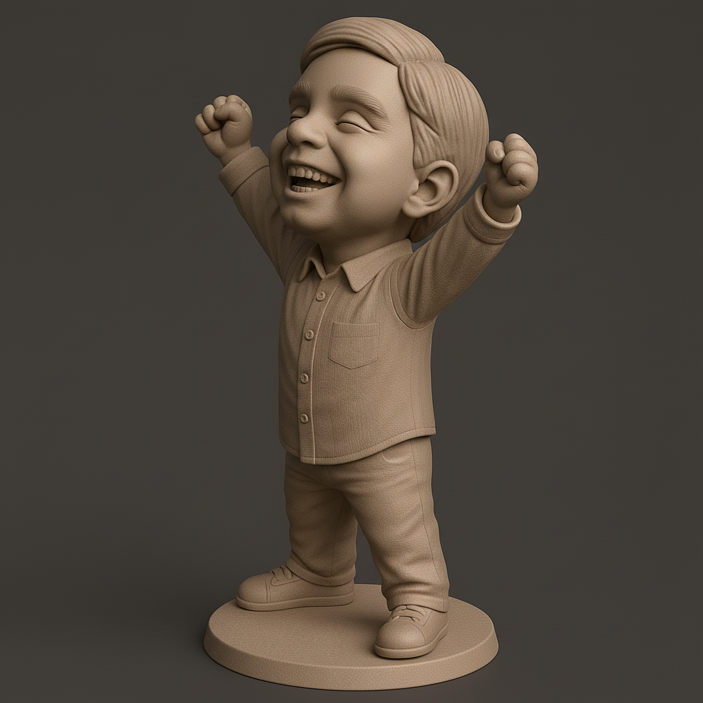 face anatomy 3d model-create 3d face model from photo_Joyful Kid Figurine for 3D Printing