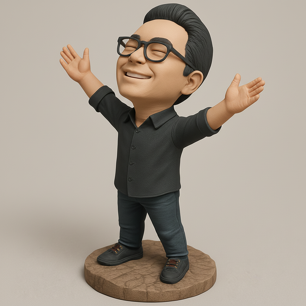 face anatomy 3d model-create 3d face model from photo_Enthusiastic Man Figurine - Arms Open for Success!