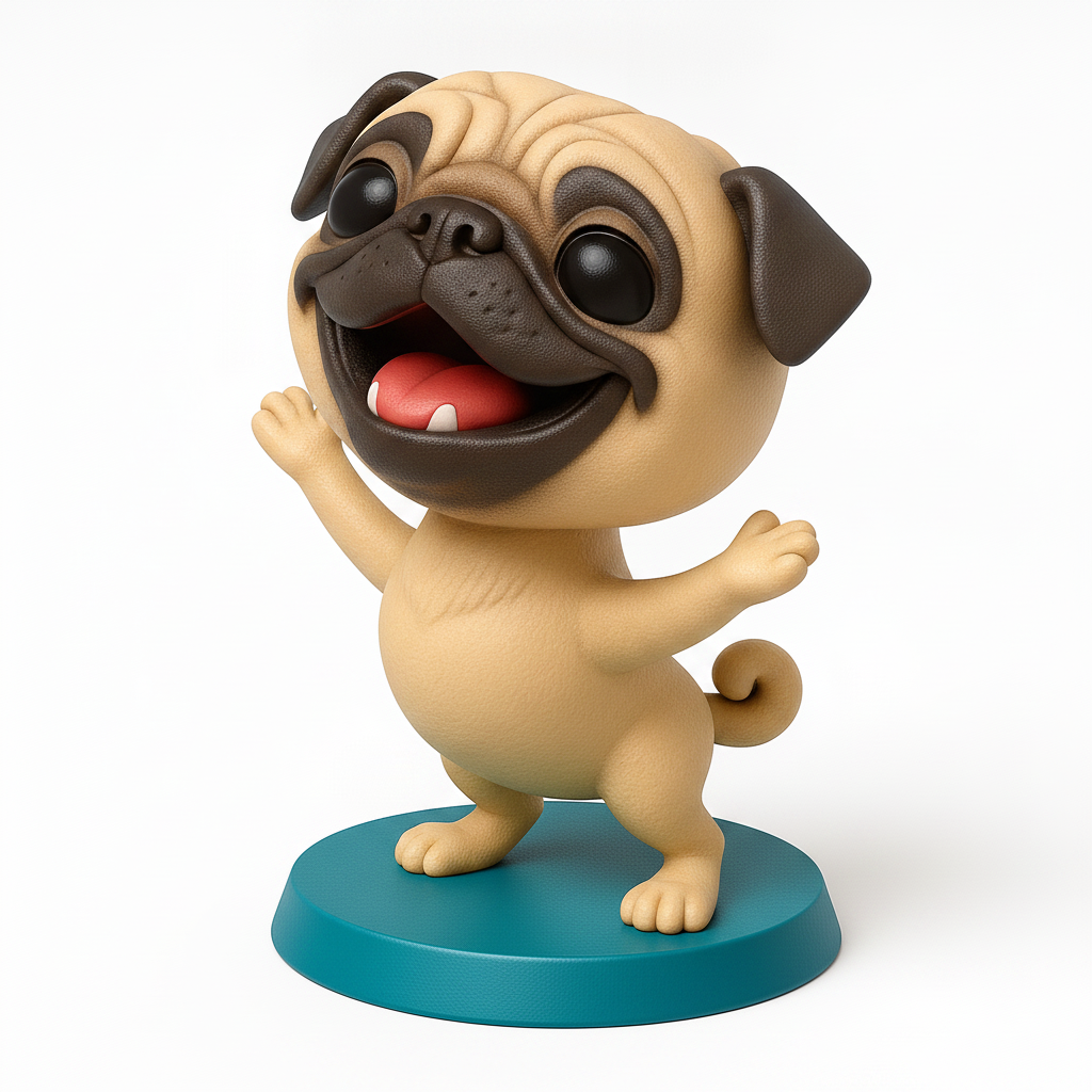 face anatomy 3d model-create 3d face model from photo_Joyful Pug Pal Figurine - A Happy Print for Your Home!