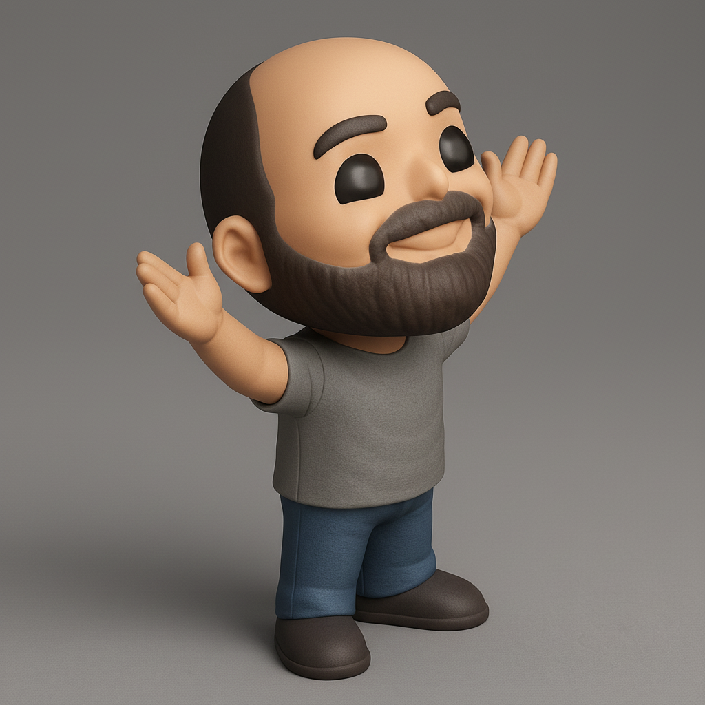 face to 3d model ai-3D portrait printing from photo_Happy Hugs Bearded Fella 3D Print Model