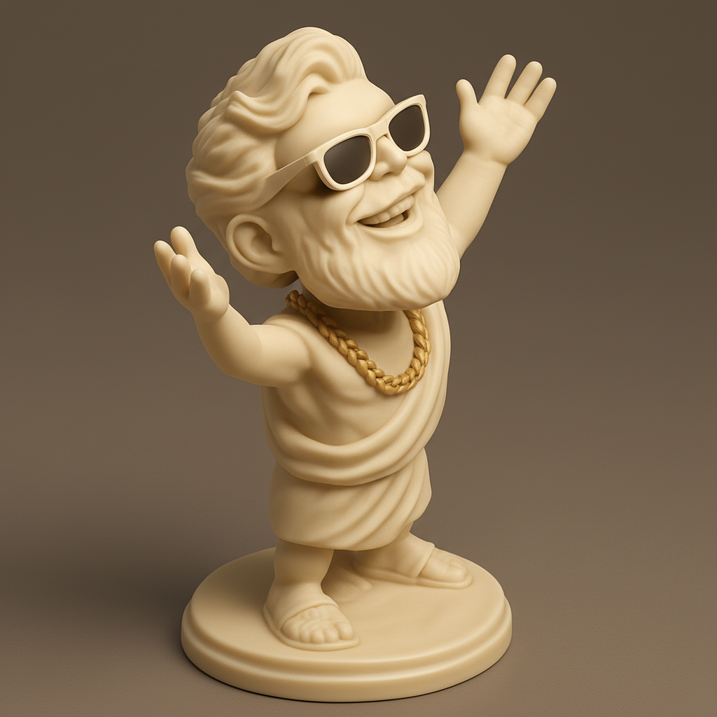 face to 3d model ai-3D portrait printing from photo_Swag Zeus Figurine: Ancient Wisdom, Modern Cool