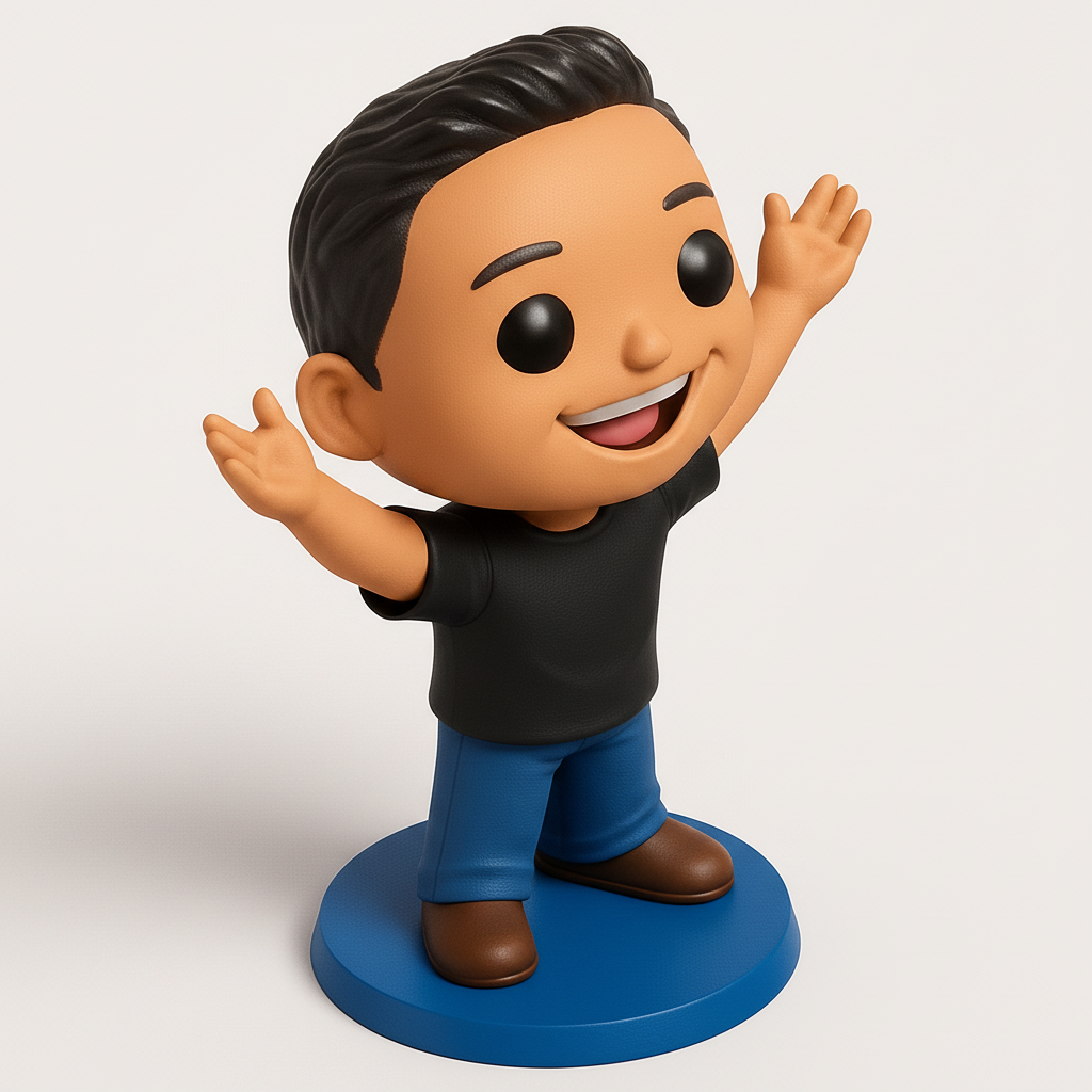 face anatomy 3d model-create 3d face model from photo_Cheerful Waving Chibi Figurine: Personalize & Print!