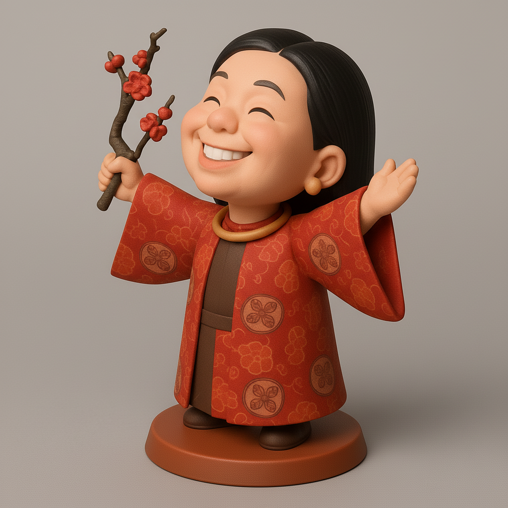 silhouette 3d printer maker-3d portrait printing_Cheerful Character in Traditional Attire
