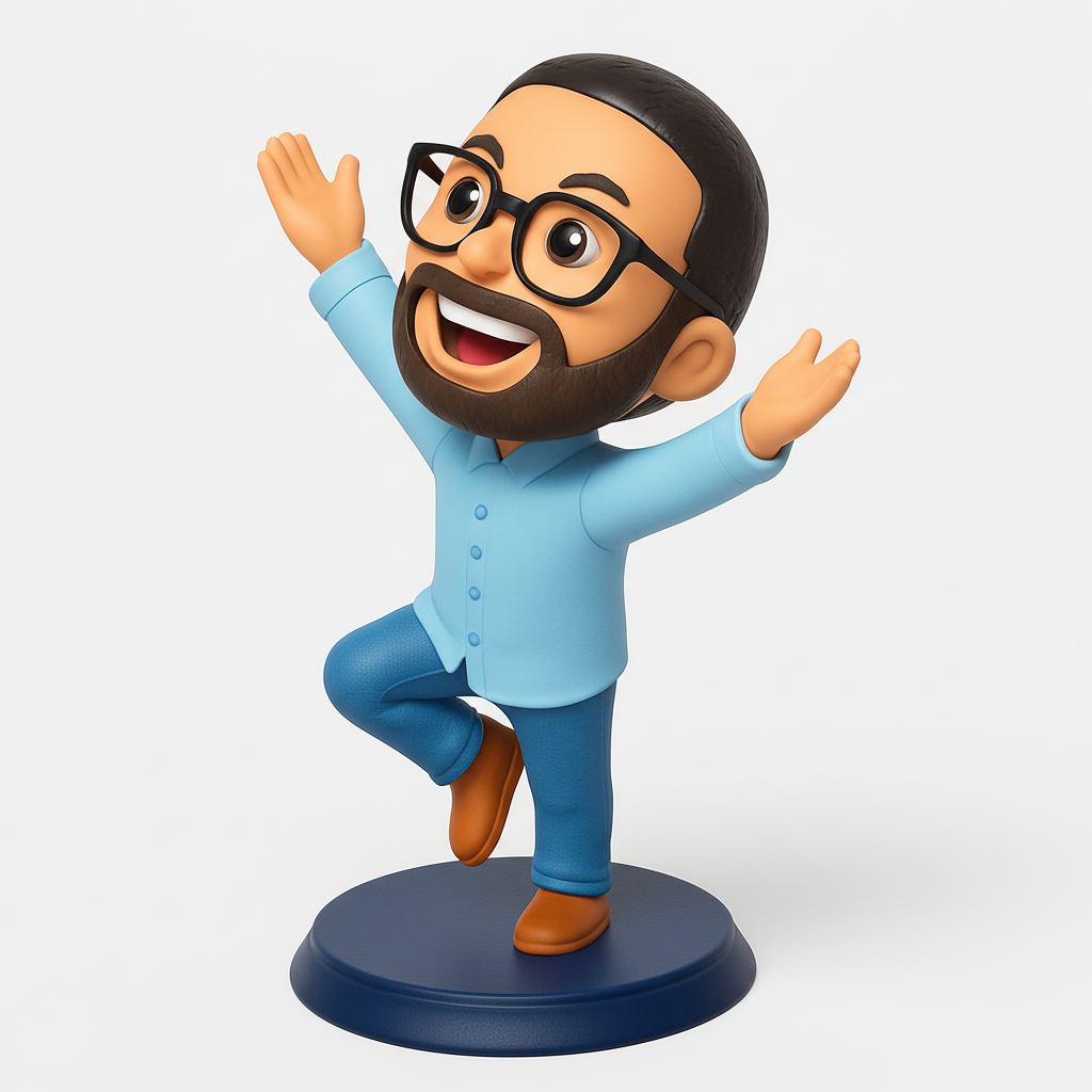 face to 3d model ai-3D portrait printing from photo_Joyful Bearded Man Figurine - Positive Desk Decor