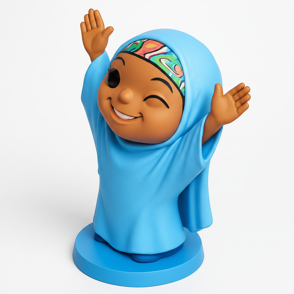 face anatomy 3d model-create 3d face model from photo_Print a Smile: Joyful Hijabi Figurine Decor