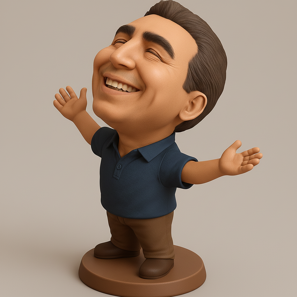 face to 3d model ai-3D portrait printing from photo_Optimistic Man Figurine: Print Joy & Good Vibes