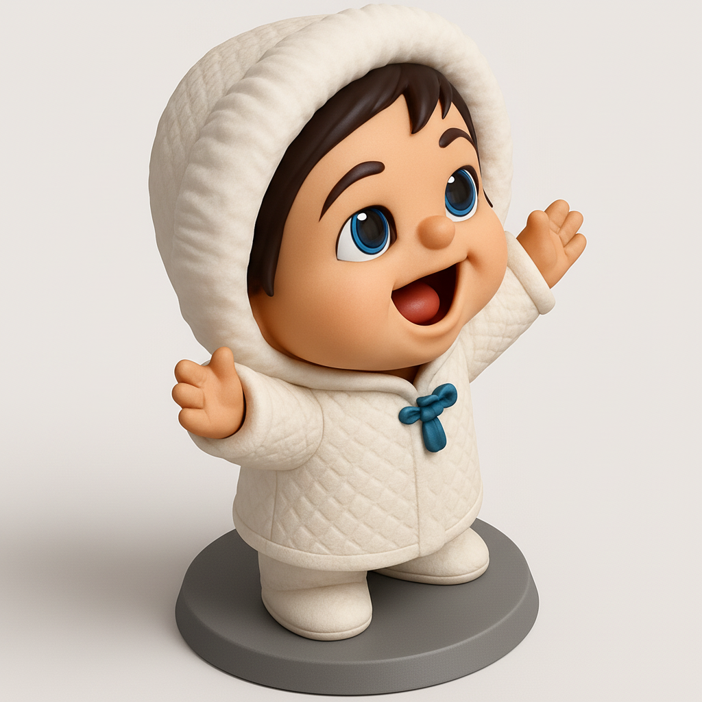 face to 3d model ai-3D portrait printing from photo_Cute Quilted Baby Figurine: Joyful Desk Decor