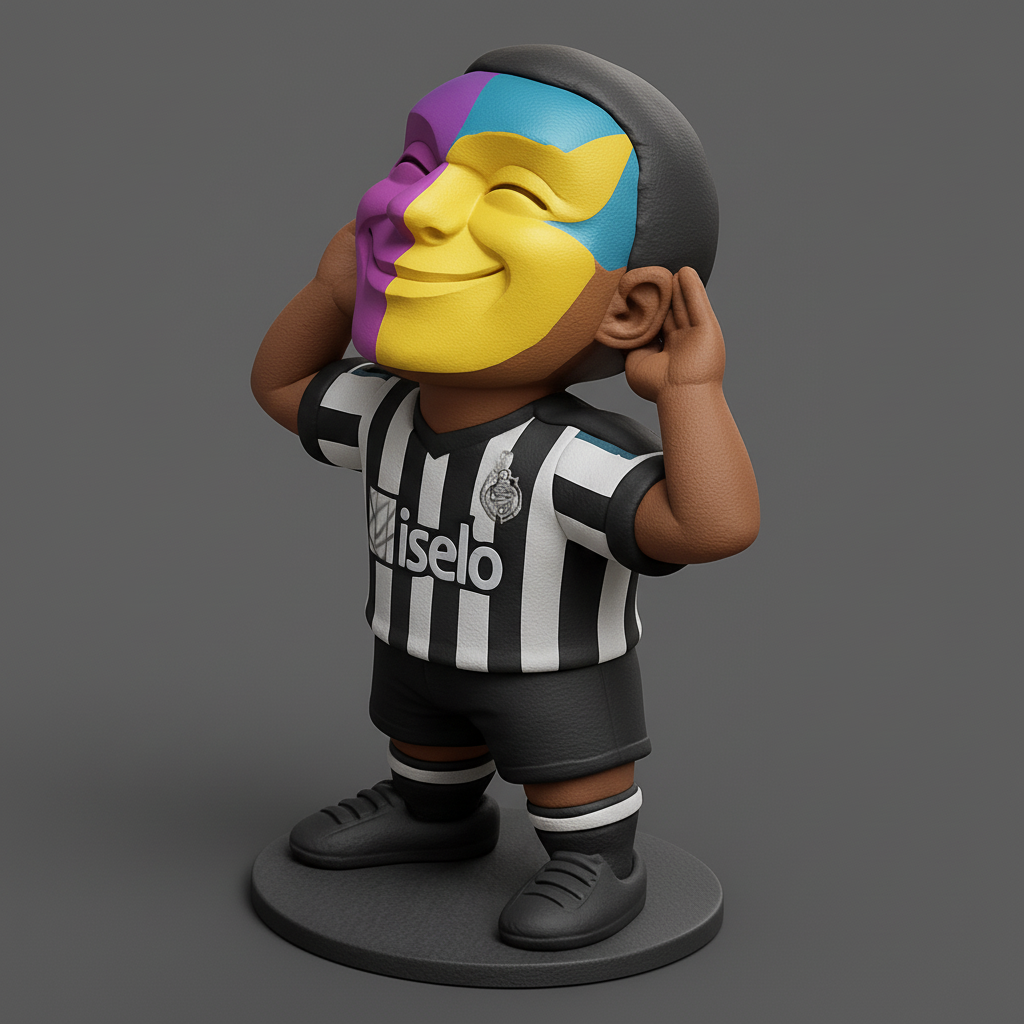 face to 3d model ai-3D portrait printing from photo_Vibrant Soccer Fan Mascot: Two Faces, One Joy!