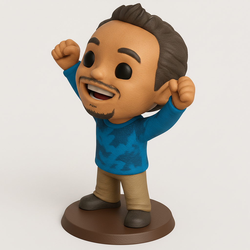 face to 3d model ai-3D portrait printing from photo_Celebrate Success: Cheerful Figurine 3D Print