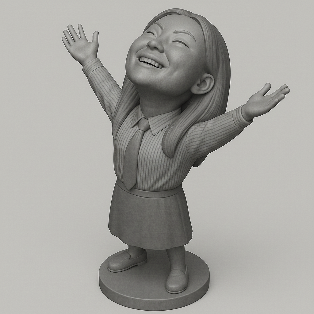 face anatomy 3d model-create 3d face model from photo_Joyful Girl Figure for 3D Printing