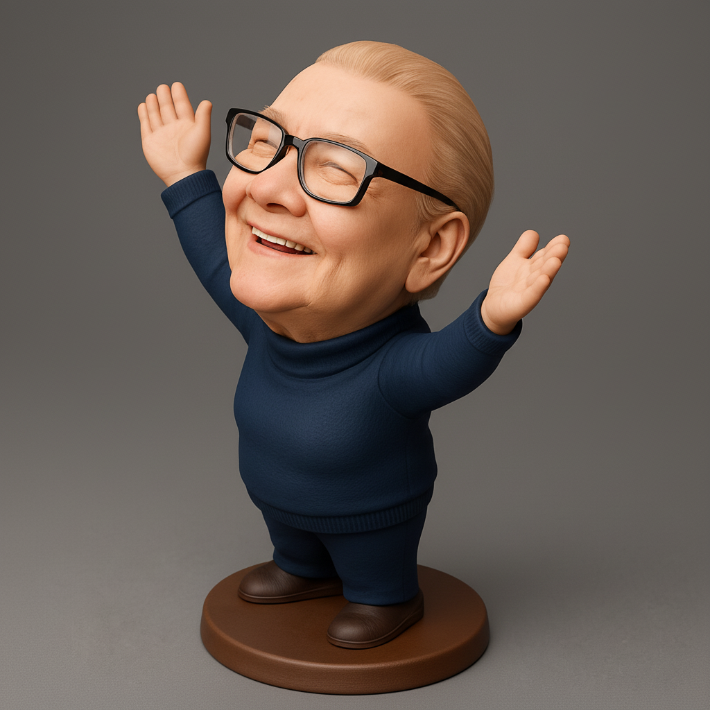 face to 3d model ai-3D portrait printing from photo_Spread Joy: Happy Senior Desk Figurine