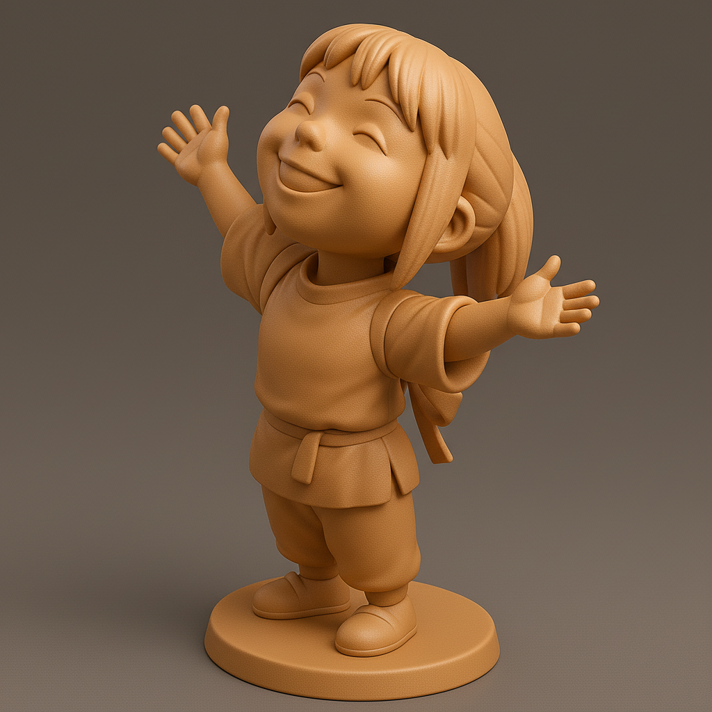 silhouette 3d printer maker-3d portrait printing_Joyful Child Figurine for 3D Printing