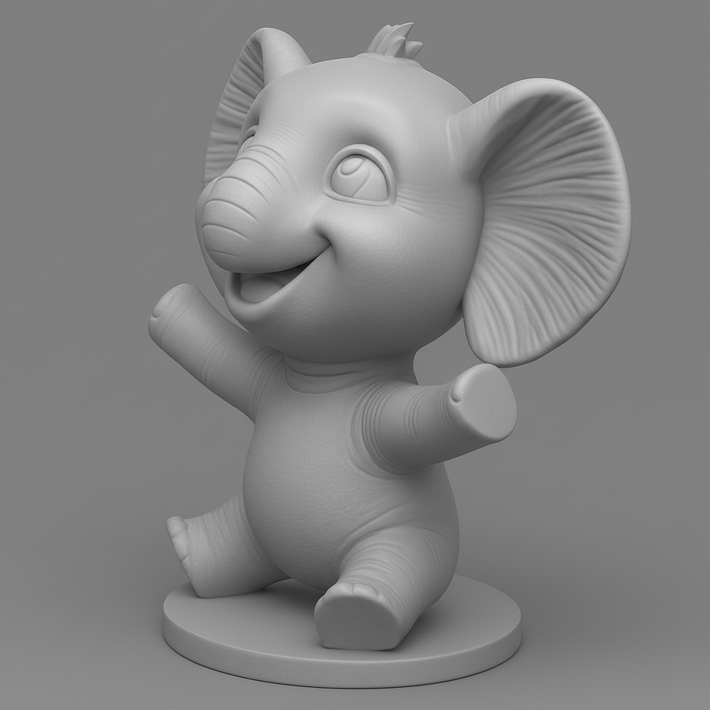 face anatomy 3d model-create 3d face model from photo_Joyful Baby Elephant Figurine - Cute Decor & Gift Print
