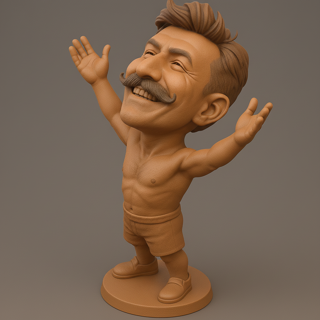 face anatomy 3d model-create 3d face model from photo_Joyful Champion Figurine for 3D Printing