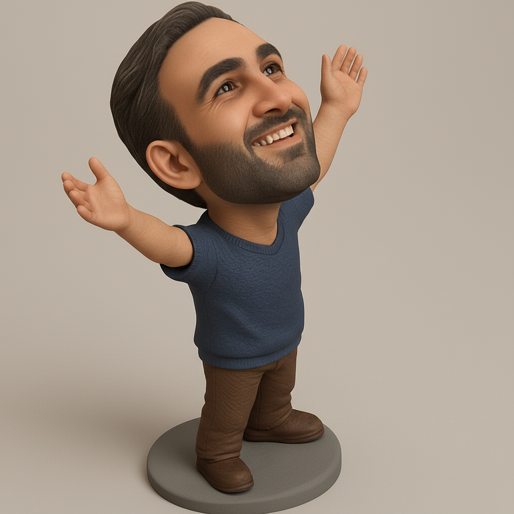 face anatomy 3d model-create 3d face model from photo_Happy Guy Bobblehead - Embrace Joy & Optimism