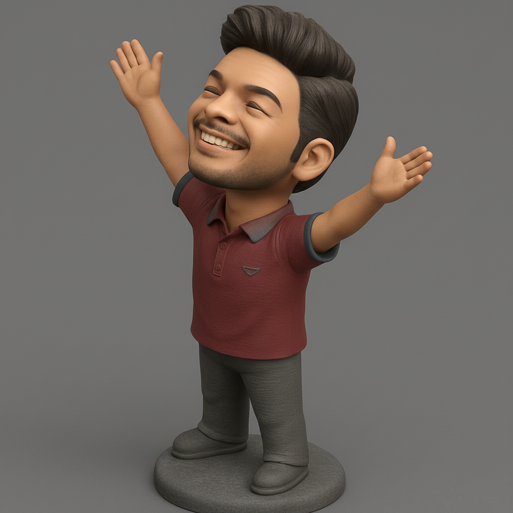 face anatomy 3d model-create 3d face model from photo_Happy Man Bobblehead: Embrace Joy & Celebrate!