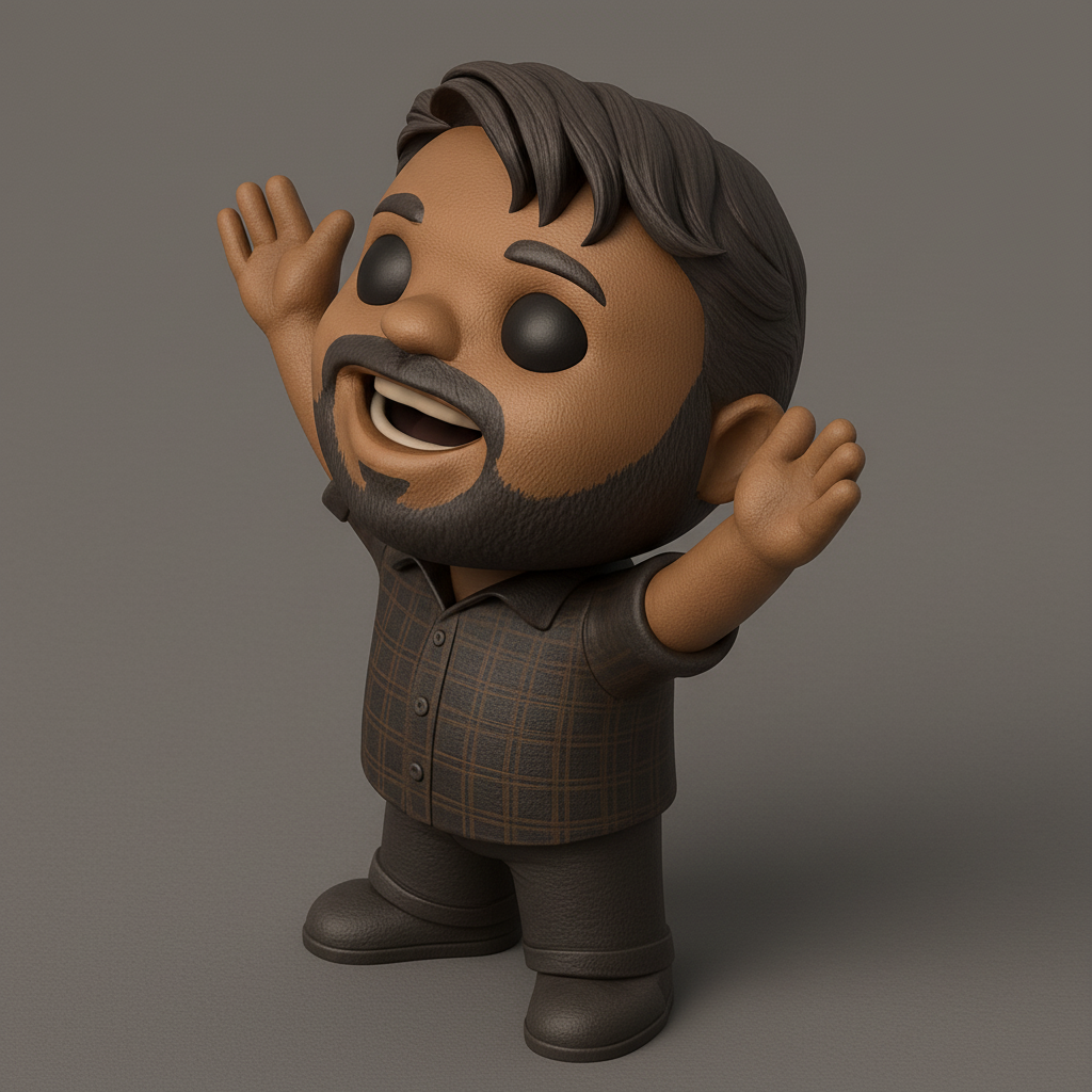 face anatomy 3d model-create 3d face model from photo_Joyful V-Pose Figurine: Bearded Man 3D Collectible