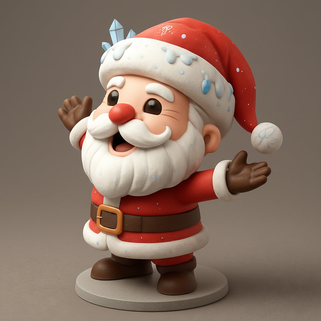 face anatomy 3d model-create 3d face model from photo_Jolly Santa Figurine with Ice Crystals - Festive 3D Print